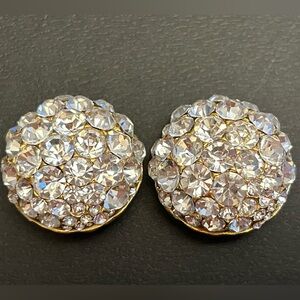 Blinding BLANCA Signed Domed BUTTON Runway earrings…